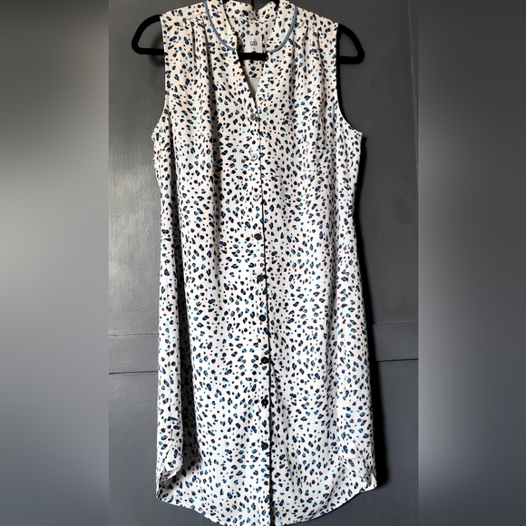 CAbi Dresses & Skirts - Cabi Womens Camila Sleeveless Blue, White & Black Leopard Print Dress Size M EUC